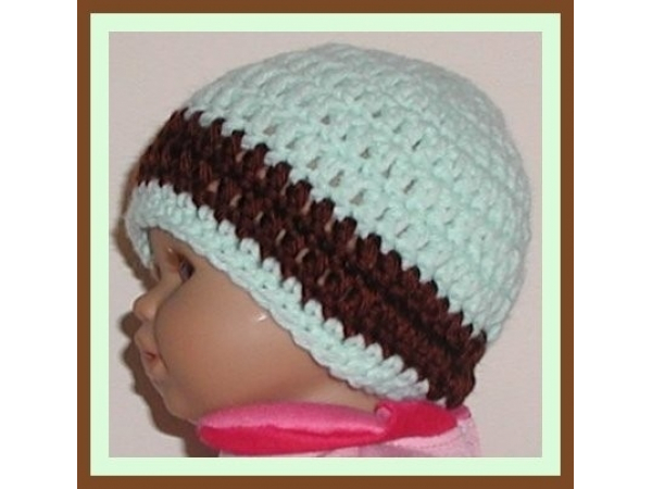 brown and mint green preemie boy hat