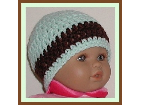 mint green and brown preemie boys hat