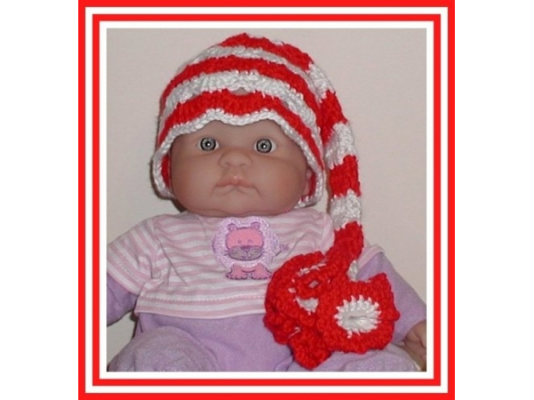 red white stripes elf hat for baby girl