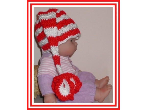 red and white stripes santa hat for baby girls