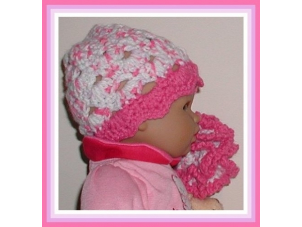 hot pink preemie hat with long elf tail and flower