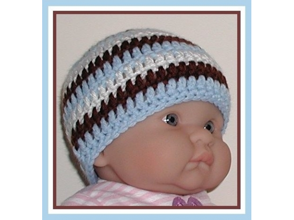 brown and blue stripes hat for baby boy
