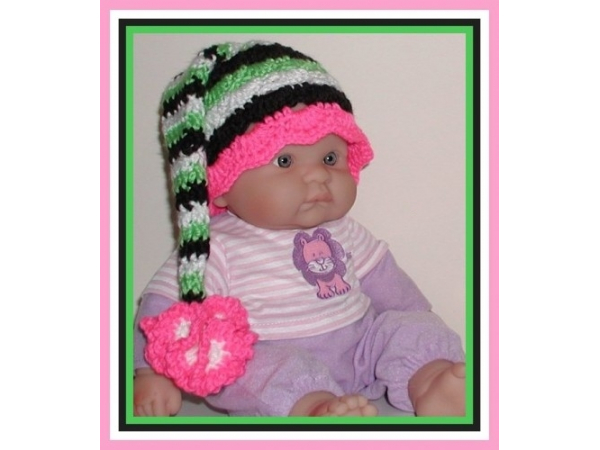 lime hot pink black elf hat for baby girls