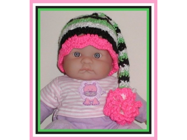 baby girls elf hat lime green and white