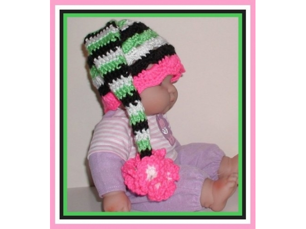 lime green black baby girls hat