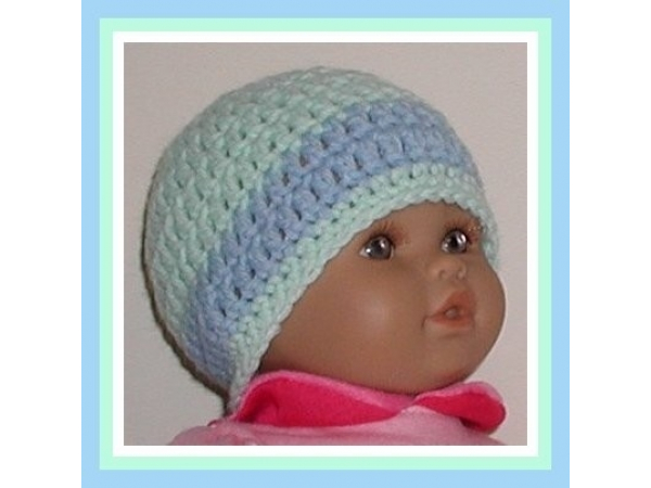 mint green and blue preemie hat for boys