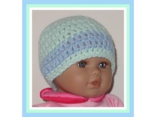 blue and light green hat for preemie boy