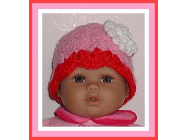 red and pink preemie girl hat