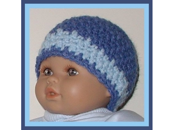 blue striped beanie for preemie boy
