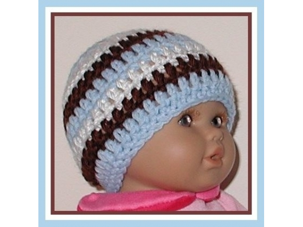 blue and brown preemie boys hat