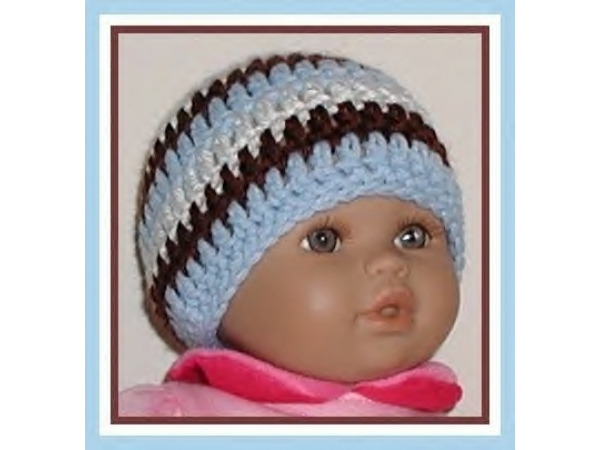 striped preemie boys hat in brown blue white