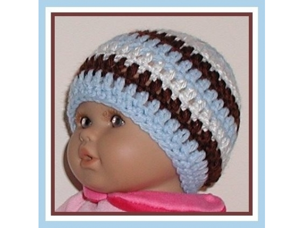 brown and blue preemie boy hat