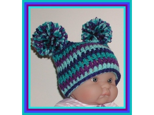 purple and blue baby boy hat