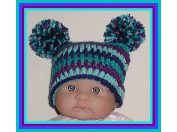 turquoise purple royal blue baby boys hat