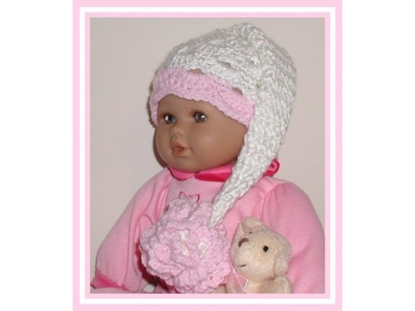 white and pink elf hat for baby girls