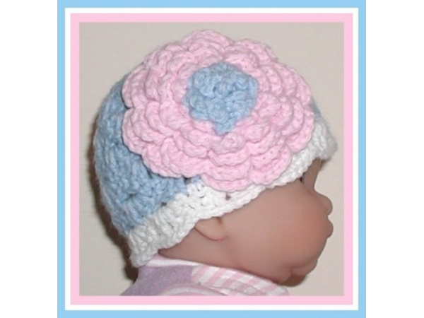 blue pink white hat for baby girls