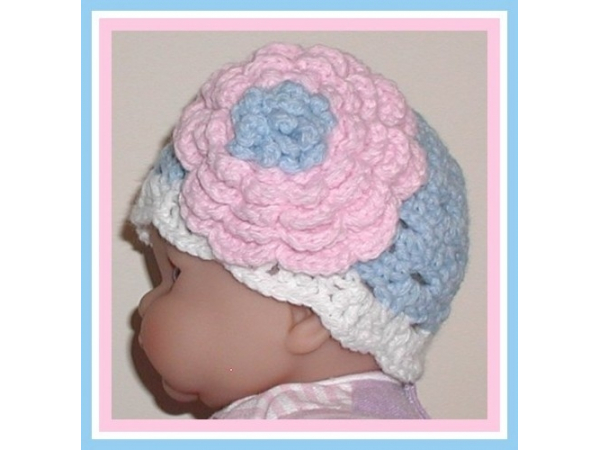 newborn girl hat pink blue white