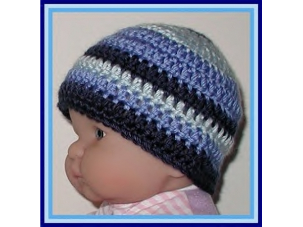 blue beanie for baby boys with stripes