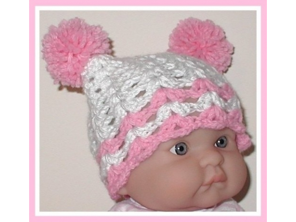 pink pom poms hat for baby girl