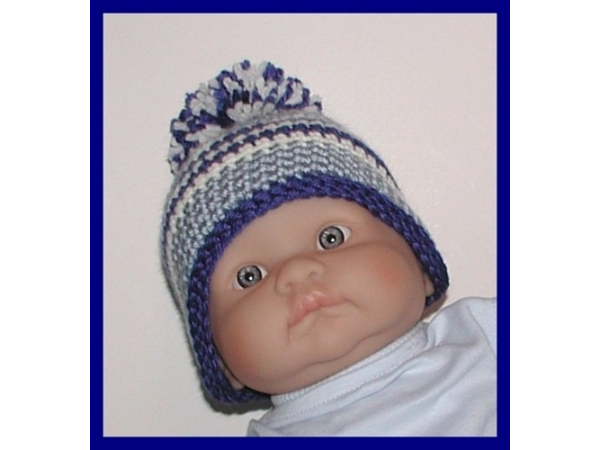 royal blue dusty blue white stripe baby boy hat