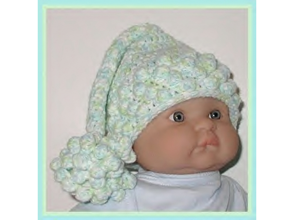 pale blue and green elf hat for baby boys