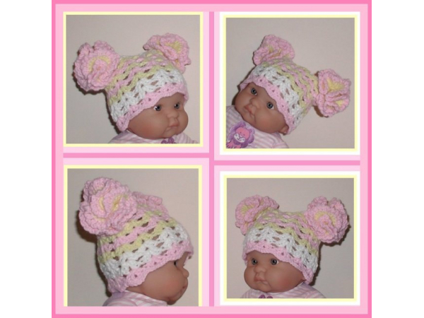 pastel pink and yellow hat for baby girls