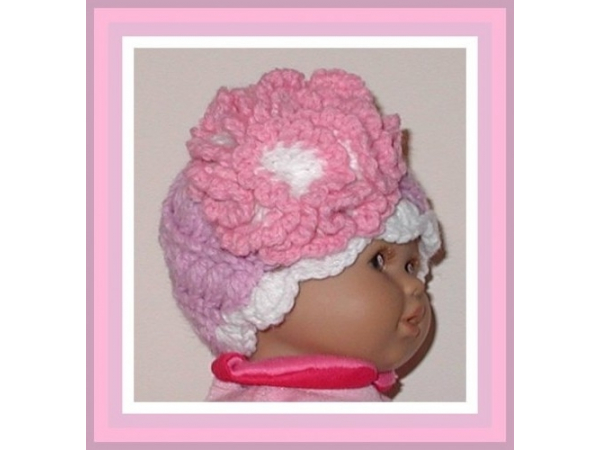 lavender and pink baby girls hat