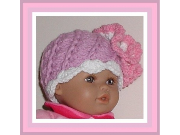 lavender pink white hat for preemie girls