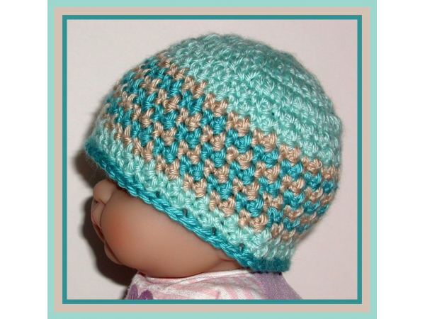 newborn hat light turquoise and tan