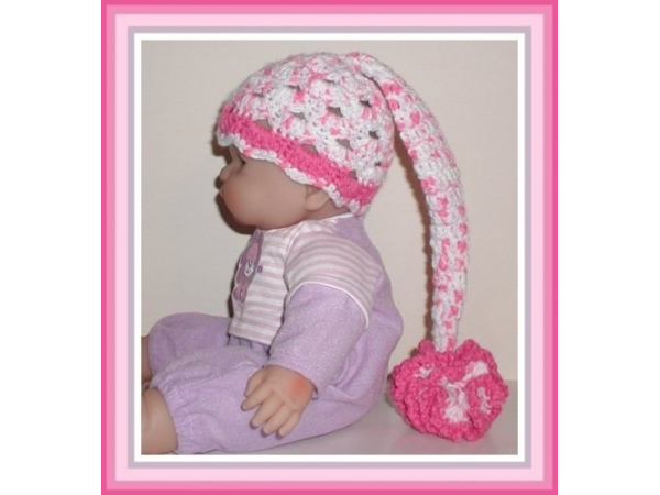 lavender and pink elf style newborn girls hat