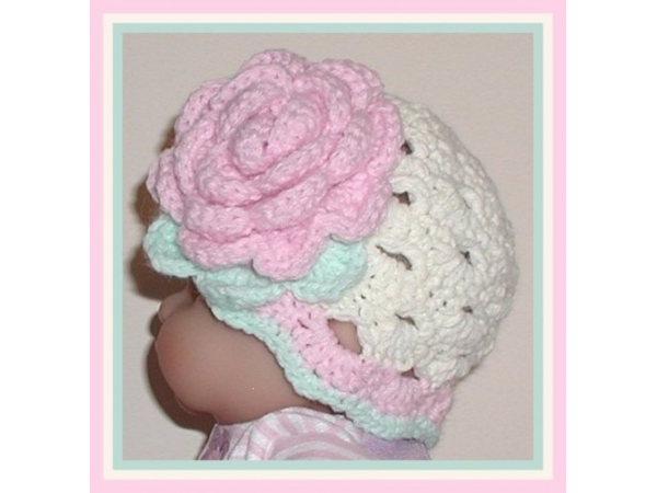Cream mint green pink hat for baby girls