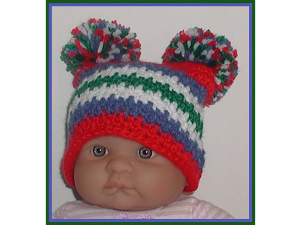 blue and red stripes baby boy hat