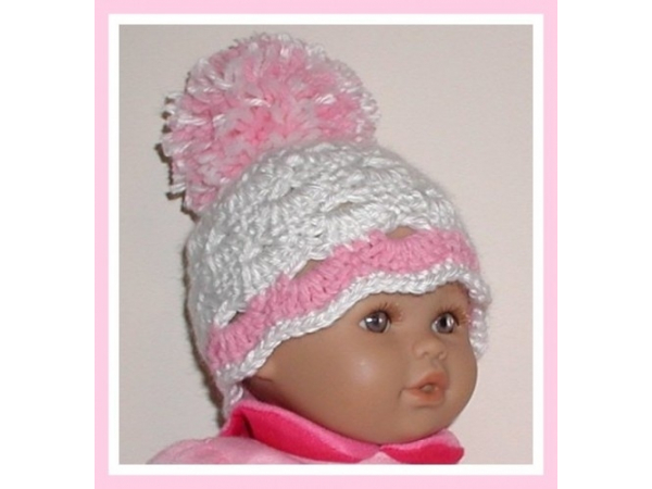 white and pink hat for preemie girls