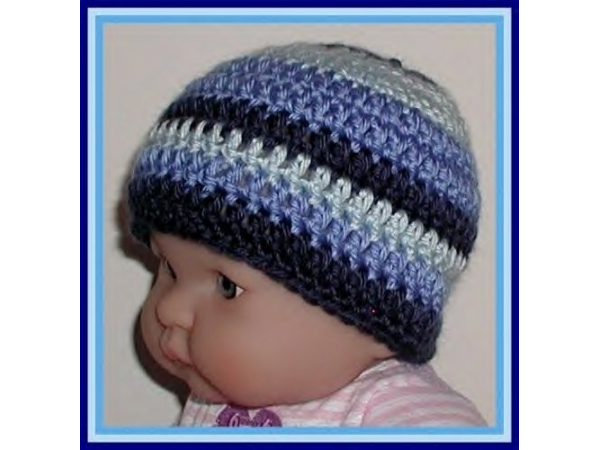 striped blue baby boy beanie