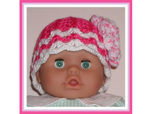 dark pink hat for baby girls with a big flower