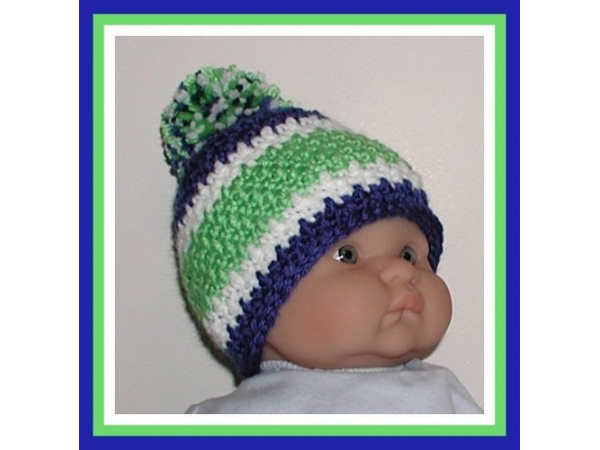 royal blue white lime green stripes baby boy hat