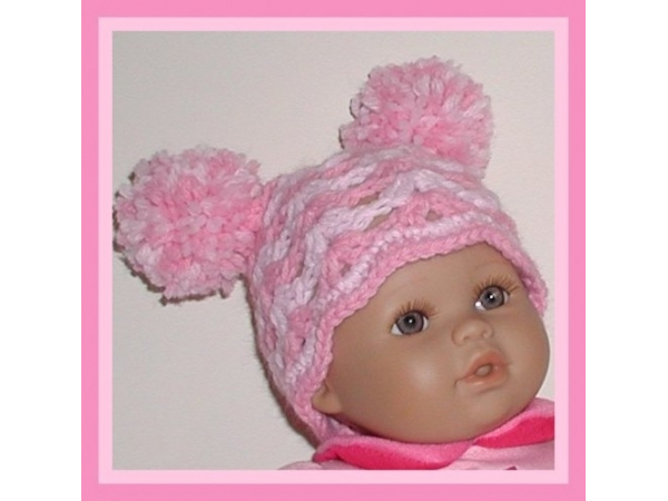 Pink pom poms baby girls hat