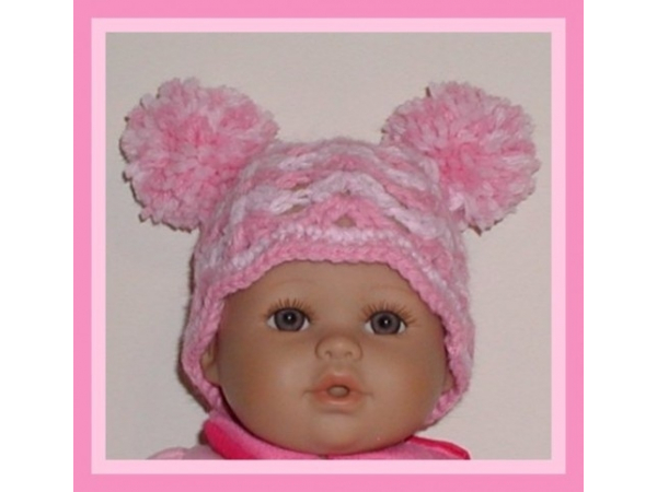pom poms pink preemie girl hat