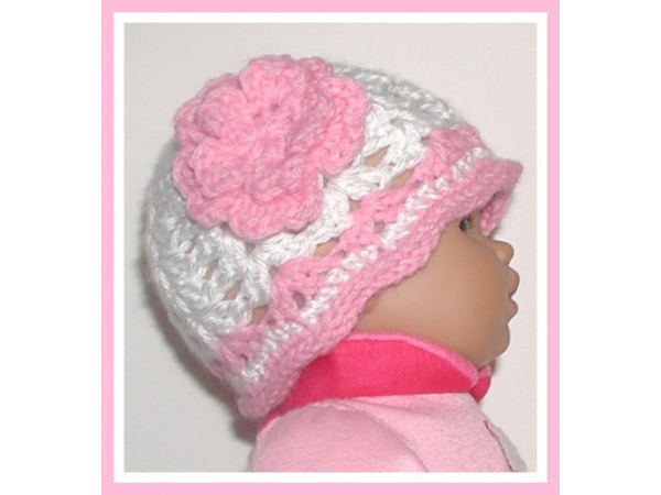 pink flower preemie hat