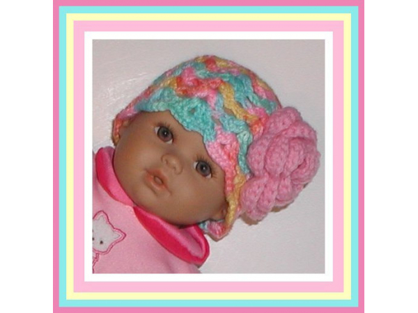soft hat for preemie baby girl with a flower