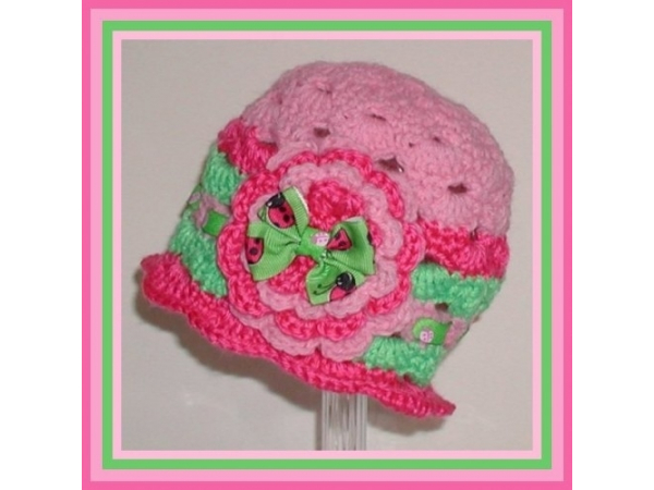 pink ladybug baby hat