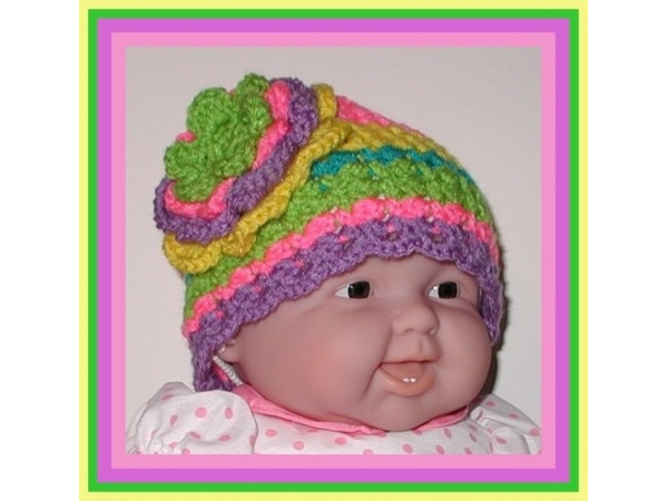 bright colors toddler girls hat with extra large flower