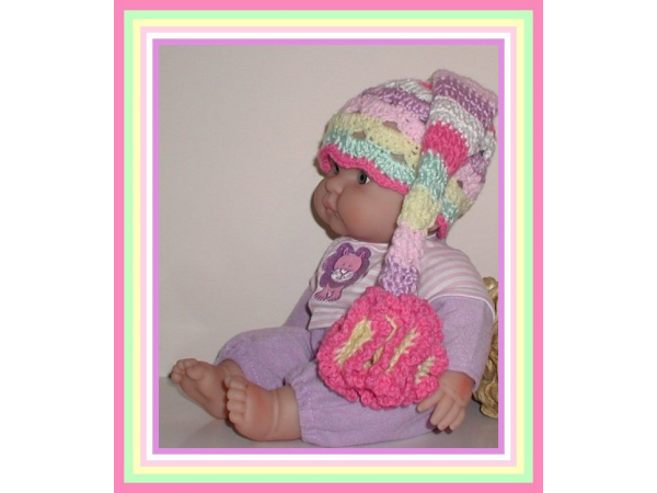 lavender pink green elf hat for baby girls
