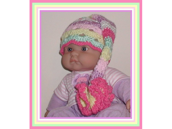 pink lavender mint green yellow stripes newborn elf hat