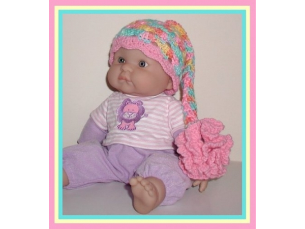 elf style hat for newborn girls in bright colors
