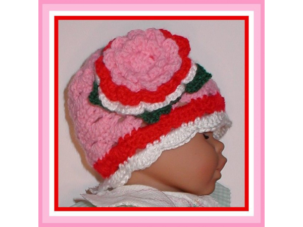 pink and red hat for baby girl