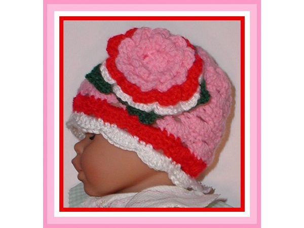 red pink white hat for baby girls