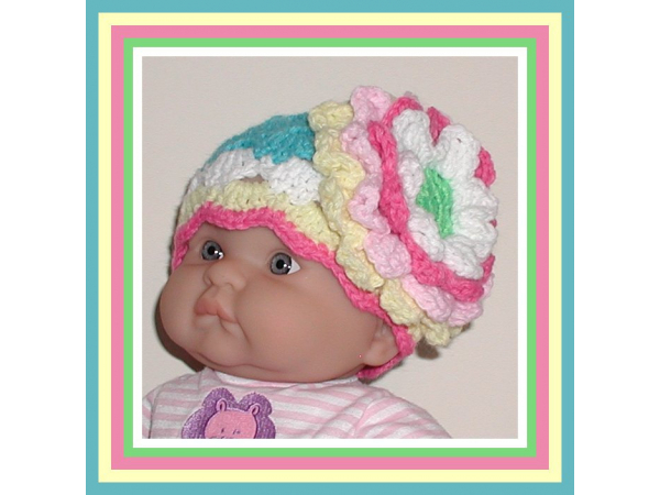 turquoise and pink hat for baby girls