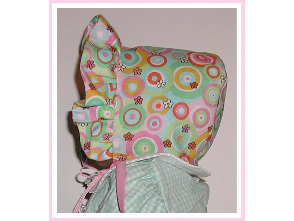 Pink mint green baby bonnet hat