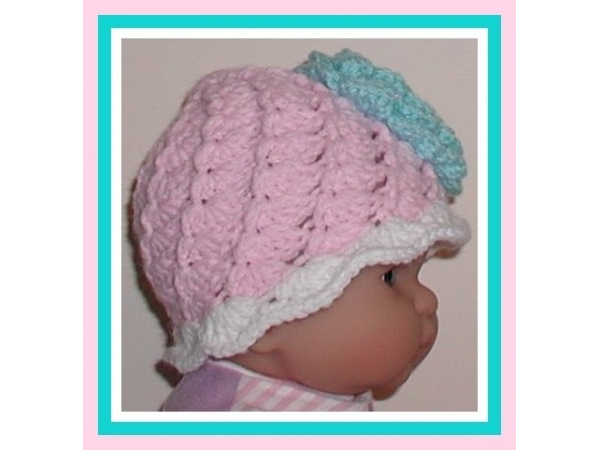 pink aqua blue baby girl hat